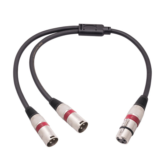 2055YMMF-05 XLR 3pin Female to Dual Male Audio Cable, Length: 50cm(Black+Red) - Microphone Audio Cable & Connector by buy2fix | Online Shopping UK | buy2fix