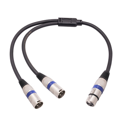 2055YMMF-05 XLR 3pin Female to Dual Male Audio Cable, Length: 50cm(Black+Blue) - Microphone Audio Cable & Connector by buy2fix | Online Shopping UK | buy2fix