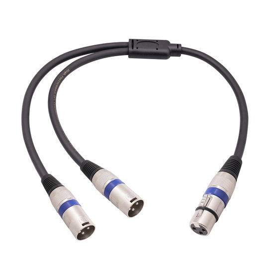 2055YMMF-05 XLR 3pin Female to Dual Male Audio Cable, Length: 50cm(Black+Blue) - Microphone Audio Cable & Connector by buy2fix | Online Shopping UK | buy2fix