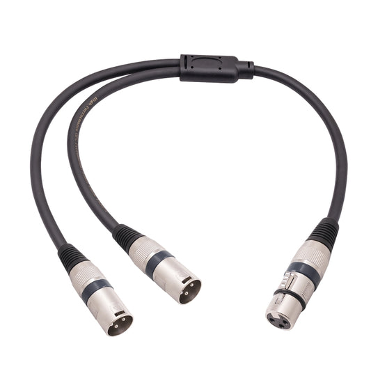 2055YMMF-05 XLR 3pin Female to Dual Male Audio Cable, Length: 50cm(Black) - Microphone Audio Cable & Connector by buy2fix | Online Shopping UK | buy2fix