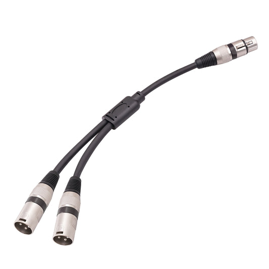 2055YMMF-05 XLR 3pin Female to Dual Male Audio Cable, Length: 50cm(Black) - Microphone Audio Cable & Connector by buy2fix | Online Shopping UK | buy2fix