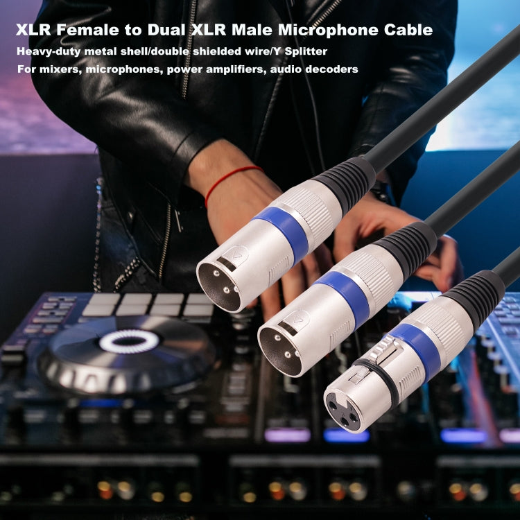 2055YMMF-05 XLR 3pin Female to Dual Male Audio Cable, Length: 50cm(Black+Red) - Microphone Audio Cable & Connector by buy2fix | Online Shopping UK | buy2fix