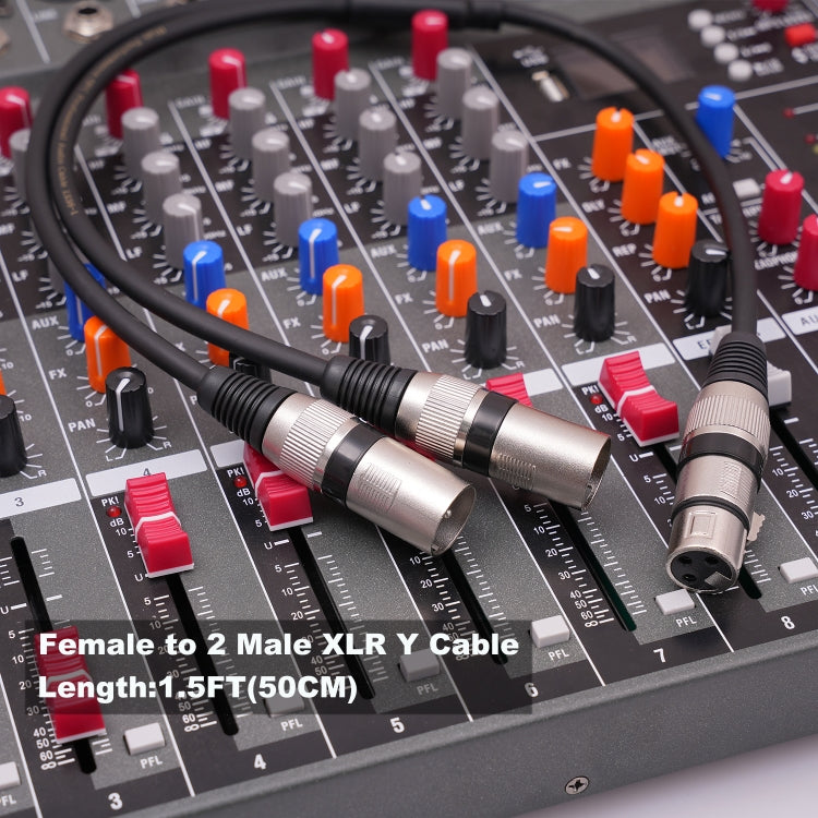 2055YMMF-05 XLR 3pin Female to Dual Male Audio Cable, Length: 50cm(Black+Red) - Microphone Audio Cable & Connector by buy2fix | Online Shopping UK | buy2fix