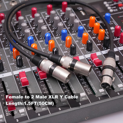 2055YMMF-05 XLR 3pin Female to Dual Male Audio Cable, Length: 50cm(Black+Red) - Microphone Audio Cable & Connector by buy2fix | Online Shopping UK | buy2fix