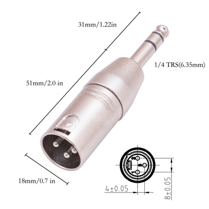 LZ1180 6.35mm 1/4 TRS Male to XLR 3pin Male Adapter - Microphone Audio Cable & Connector by buy2fix | Online Shopping UK | buy2fix