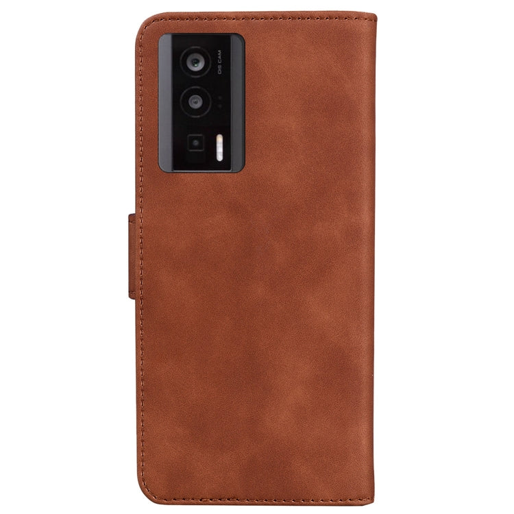 For Xiaomi Poco F5 Pro / Redmi K60 Skin Feel Pure Color Flip Leather Phone Case(Brown) by buy2fix