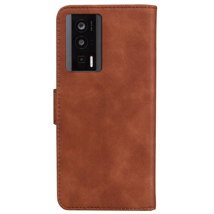 For Xiaomi Poco F5 Pro / Redmi K60 Skin Feel Pure Color Flip Leather Phone Case(Brown) by buy2fix