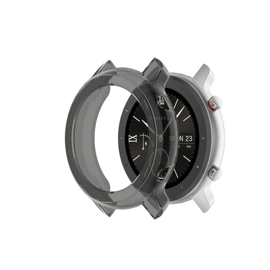 For Huami Amazfit GTR 47mm TPU Half Case Watch Case(Transparent Black) - Watch Cases by buy2fix | Online Shopping UK | buy2fix