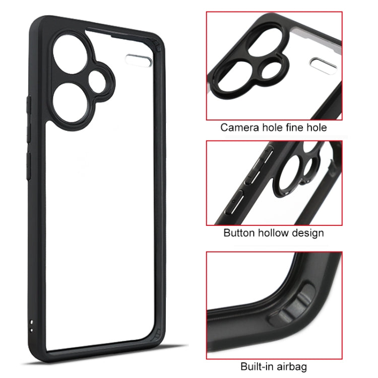 For Xiaomi Redmi Note 13 Pro+ Frosted TPU + Transparent PC Phone Case(Black) - Xiaomi Cases by buy2fix | Online Shopping UK | buy2fix