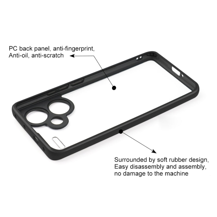 For Xiaomi Redmi Note 13 Pro+ Frosted TPU + Transparent PC Phone Case(Black) - Xiaomi Cases by buy2fix | Online Shopping UK | buy2fix