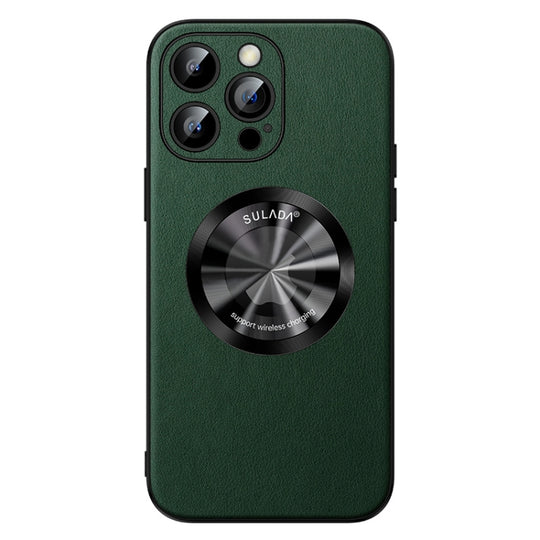 Pour iPhone 15 Pro SULADA Étui de téléphone magnétique MagSafe en cuir microfibre (vert)