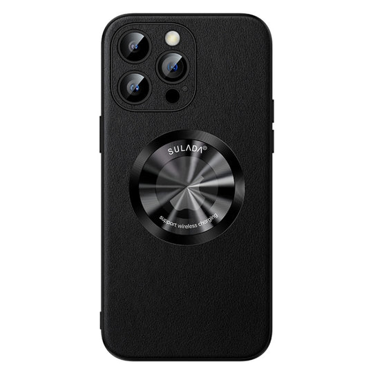 For iPhone 13 Pro Max SULADA Microfiber Leather MagSafe Magnetic Phone Case(Black)