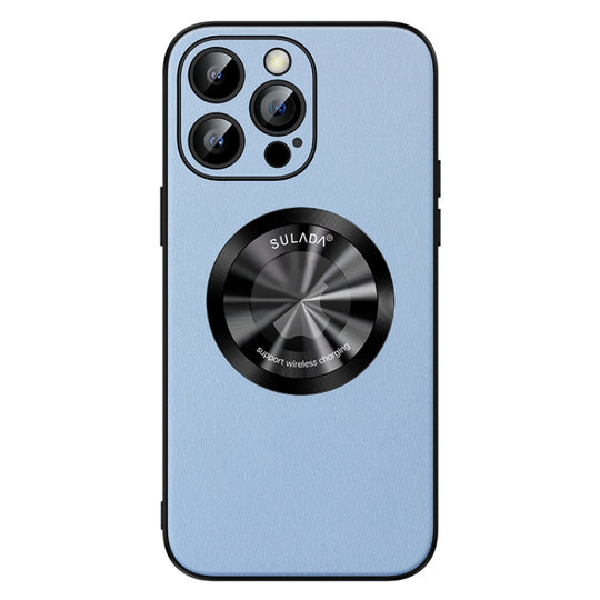 For iPhone 13 Pro Max SULADA Microfiber Leather MagSafe Magnetic Phone Case(Sierra Blue)