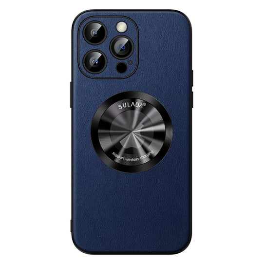 Pour iPhone 13 Pro SULADA Étui de téléphone magnétique MagSafe en cuir microfibre (bleu)