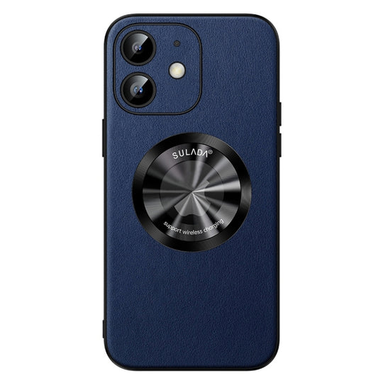 Pour iPhone 12 SULADA Étui de téléphone magnétique MagSafe en cuir microfibre (bleu)