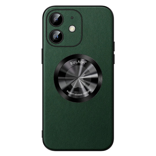 Pour iPhone 12 SULADA Étui de téléphone magnétique MagSafe en cuir microfibre (vert)