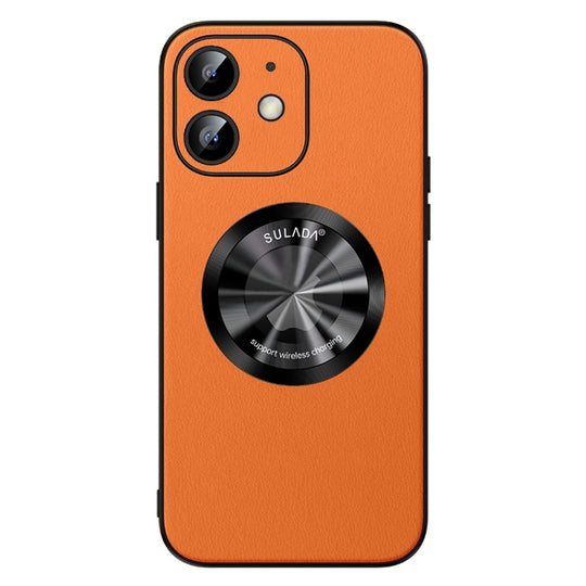 Pour iPhone 12 SULADA Étui de téléphone magnétique MagSafe en cuir microfibre (Orange)