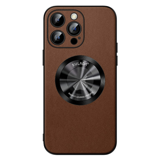 Pour iPhone 12 Pro SULADA Étui de téléphone magnétique MagSafe en cuir microfibre (marron)