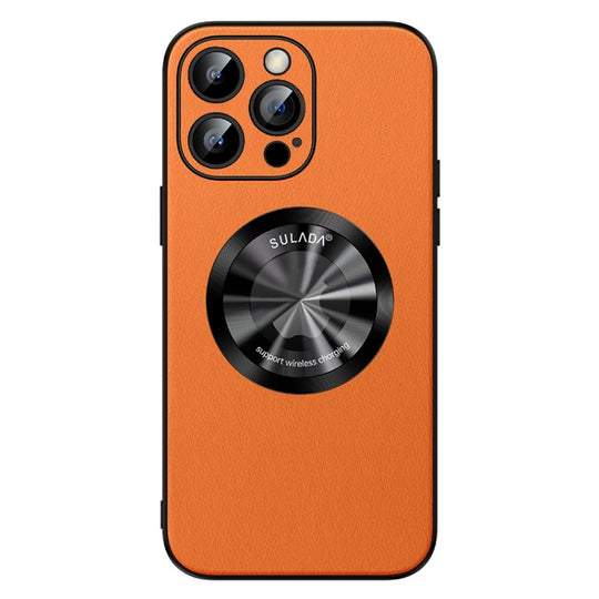 Pour iPhone 12 Pro SULADA Étui de téléphone magnétique MagSafe en cuir microfibre (Orange)