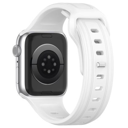 For Apple Watch 6 44mm Square Buckle Silicone Watch Band(White) by buy2fix