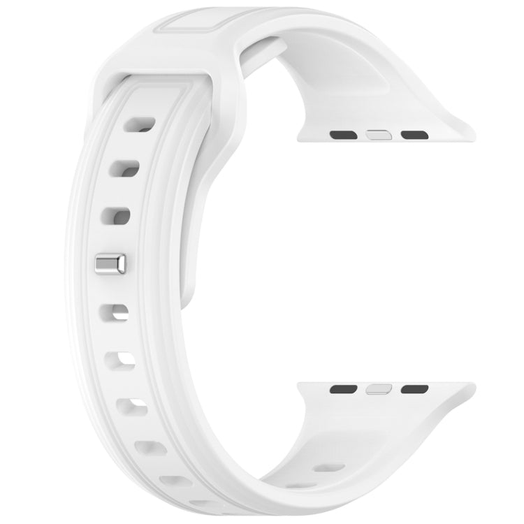 For Apple Watch 6 44mm Square Buckle Silicone Watch Band(White) by buy2fix
