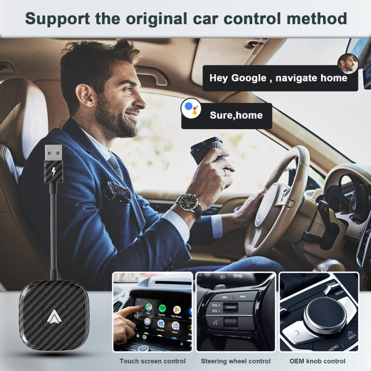 Carbon Fiber USB + USB-C / Type-C Wired to Wireless Carplay Adapter for Android(Black) - Bluetooth Adapters by buy2fix | Online Shopping UK | buy2fix