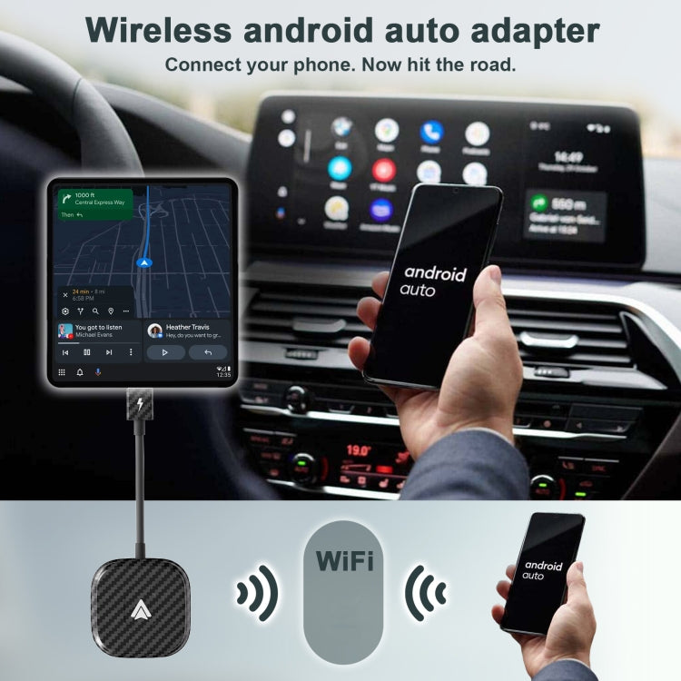 Carbon Fiber USB + USB-C / Type-C Wired to Wireless Carplay Adapter for Android(Black) - Bluetooth Adapters by buy2fix | Online Shopping UK | buy2fix