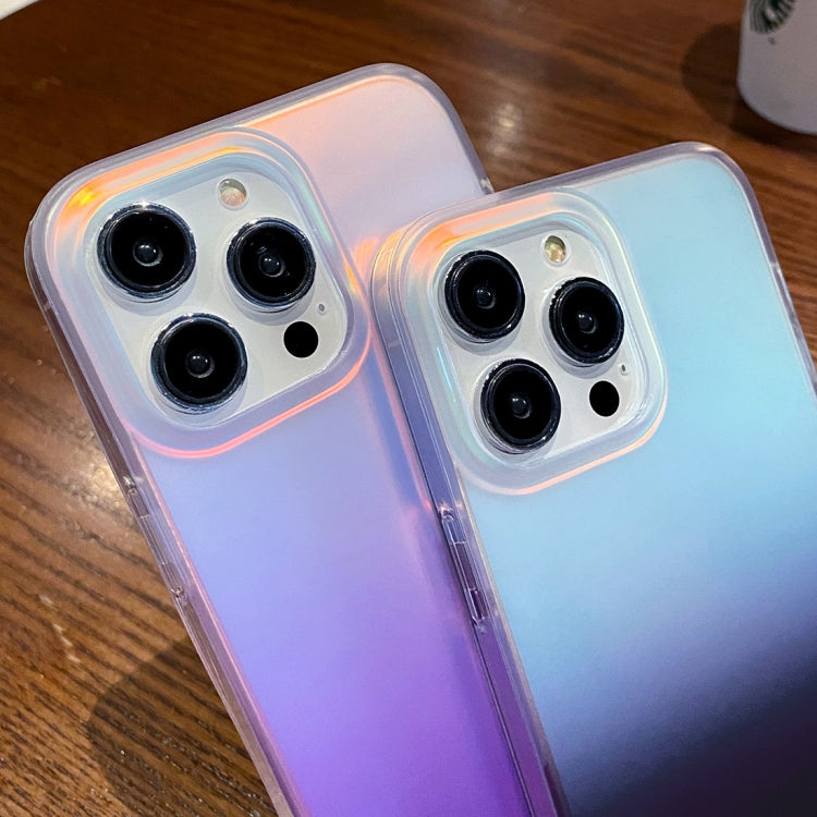 For iPhone 14 Double Sided IMD Laser Gradient PC Phone Case(Purple) by buy2fix