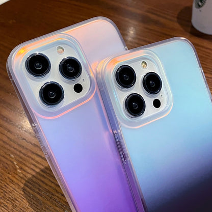 For iPhone 14 Double Sided IMD Laser Gradient PC Phone Case(Purple) by buy2fix