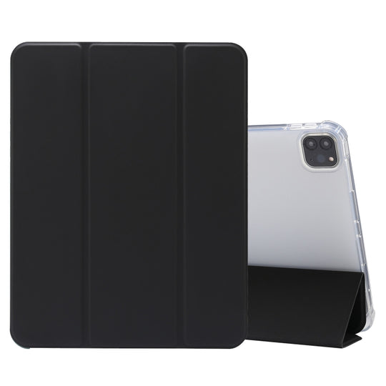 3-folding Electric Pressed Skin Texture Leather Smart Tablet Case For iPad Pro 11 2022/2021/2020(Black)