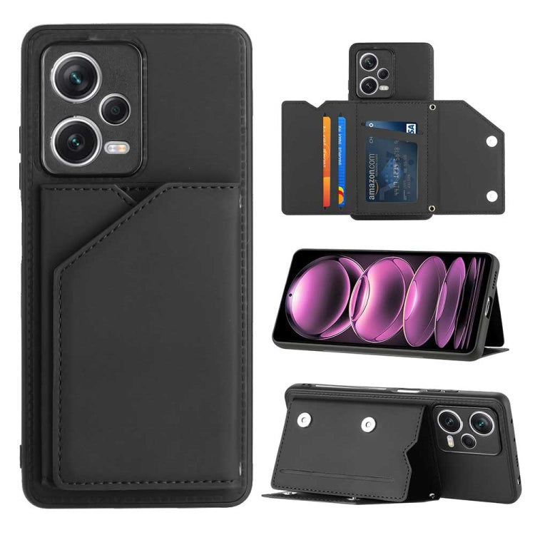 For Xiaomi Redmi Note 12 / Poco X5 5G Skin Feel PU + TPU + PC Card Slots Phone Case(Black) by buy2fix