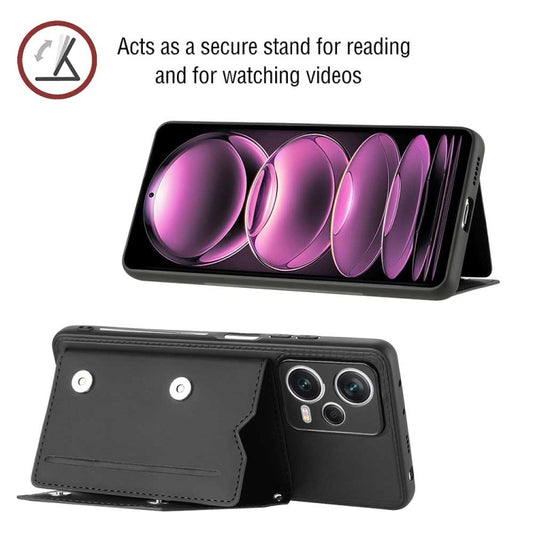 For Xiaomi Redmi Note 12 / Poco X5 5G Skin Feel PU + TPU + PC Card Slots Phone Case(Black) - Xiaomi Cases by buy2fix | Online Shopping UK | buy2fix