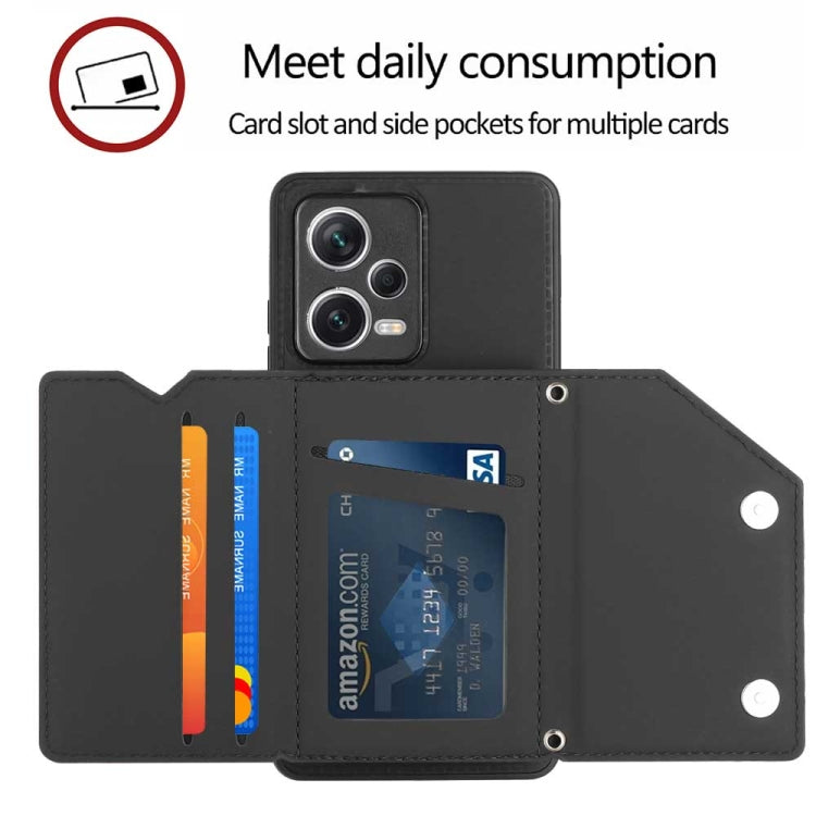 For Xiaomi Redmi Note 12 / Poco X5 5G Skin Feel PU + TPU + PC Card Slots Phone Case(Black) by buy2fix