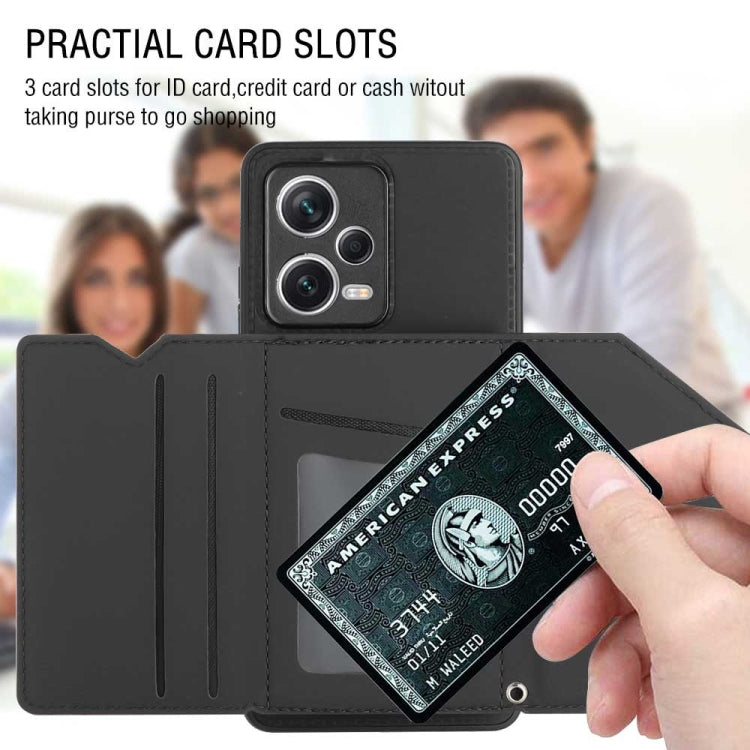 For Xiaomi Redmi Note 12 / Poco X5 5G Skin Feel PU + TPU + PC Card Slots Phone Case(Black) by buy2fix