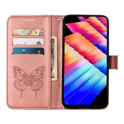 For Tecno Spark 10C / K15Q Embossed Butterfly Leather Phone Case(Rose Gold) by buy2fix