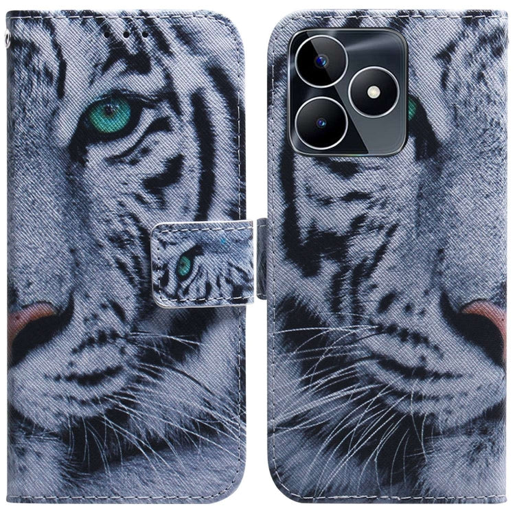 For Realme C53 / Narzo N53 Coloured Drawing Flip Leather Phone Case(Tiger) - Realme Cases by buy2fix | Online Shopping UK | buy2fix