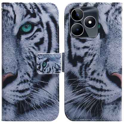 For Realme C53 / Narzo N53 Coloured Drawing Flip Leather Phone Case(Tiger) - Realme Cases by buy2fix | Online Shopping UK | buy2fix