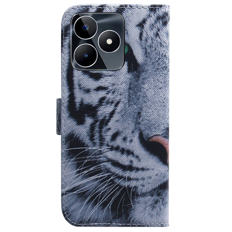 For Realme C53 / Narzo N53 Coloured Drawing Flip Leather Phone Case(Tiger) - Realme Cases by buy2fix | Online Shopping UK | buy2fix
