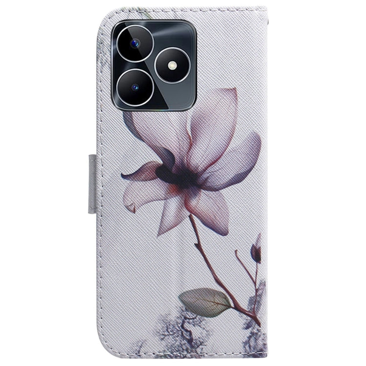 For Realme C53 / Narzo N53 Coloured Drawing Flip Leather Phone Case(Magnolia) - Realme Cases by buy2fix | Online Shopping UK | buy2fix