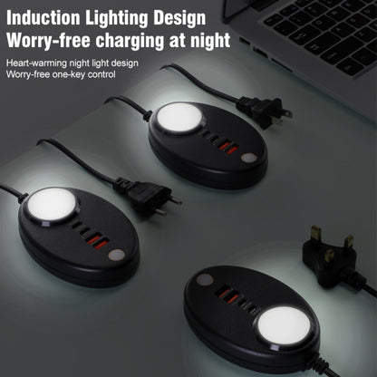 YF-106 USB- C / Type-Cx2+USBx2 Oval PD Socket Phone Charger with Light, Plug Type:EU Plug(White) by buy2fix