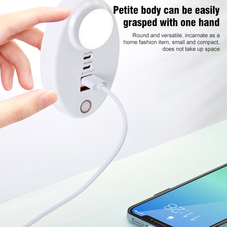 YF-106 USB- C / Type-Cx2+USBx2 Oval PD Socket Phone Charger with Light, Plug Type:EU Plug(White) by buy2fix