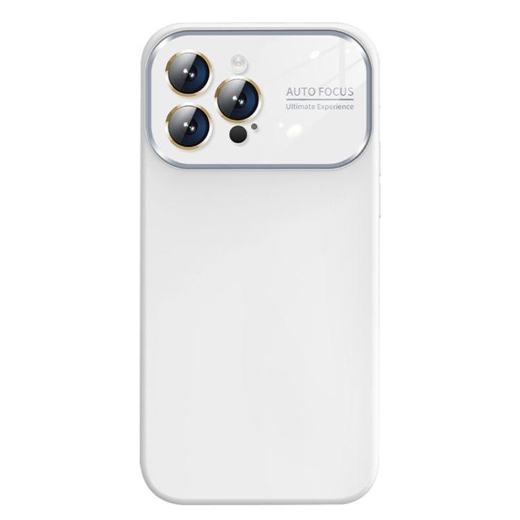 For iPhone 14 Pro Max Liquid Silicone Large Glass Window Phone Case(White) - iPhone 14 Pro Max Cases by buy2fix | Online Shopping UK | buy2fix