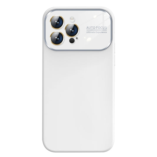 For iPhone 14 Pro Max Liquid Silicone Large Glass Window Phone Case(White) - iPhone 14 Pro Max Cases by buy2fix | Online Shopping UK | buy2fix