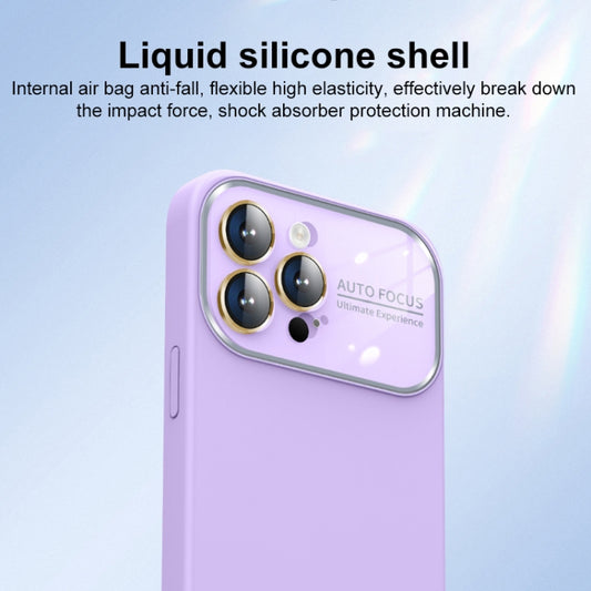 For iPhone 14 Pro Max Liquid Silicone Large Glass Window Phone Case(White) - iPhone 14 Pro Max Cases by buy2fix | Online Shopping UK | buy2fix