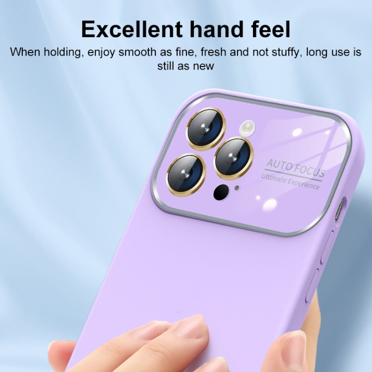 For iPhone 14 Pro Max Liquid Silicone Large Glass Window Phone Case(White) - iPhone 14 Pro Max Cases by buy2fix | Online Shopping UK | buy2fix