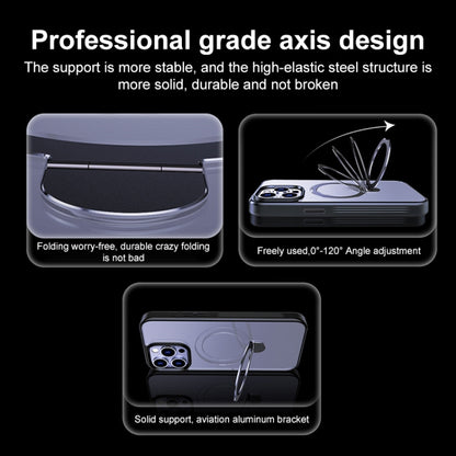 For iPhone 14 Multifunctional MagSafe Holder Phone Case(Purple) by buy2fix