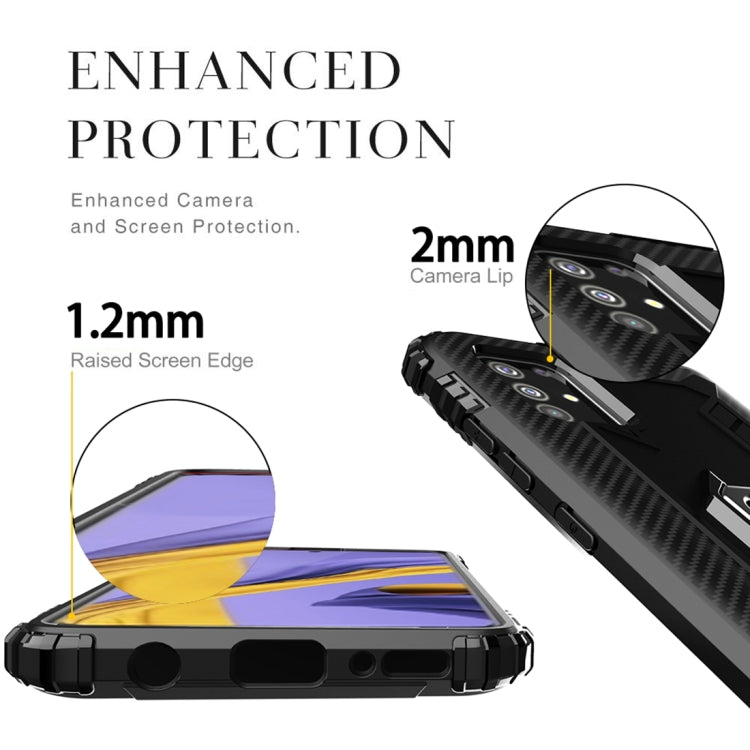 For Samsung Galaxy A21S Carbon Fiber Protective Case with 360 Degree Rotating Ring Holder(Black) - Galaxy Phone Cases by buy2fix | Online Shopping UK | buy2fix