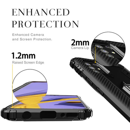 For Samsung Galaxy A21S Carbon Fiber Protective Case with 360 Degree Rotating Ring Holder(Black) - Galaxy Phone Cases by buy2fix | Online Shopping UK | buy2fix