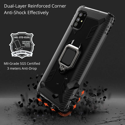 For Samsung Galaxy A21S Carbon Fiber Protective Case with 360 Degree Rotating Ring Holder(Black) - Galaxy Phone Cases by buy2fix | Online Shopping UK | buy2fix