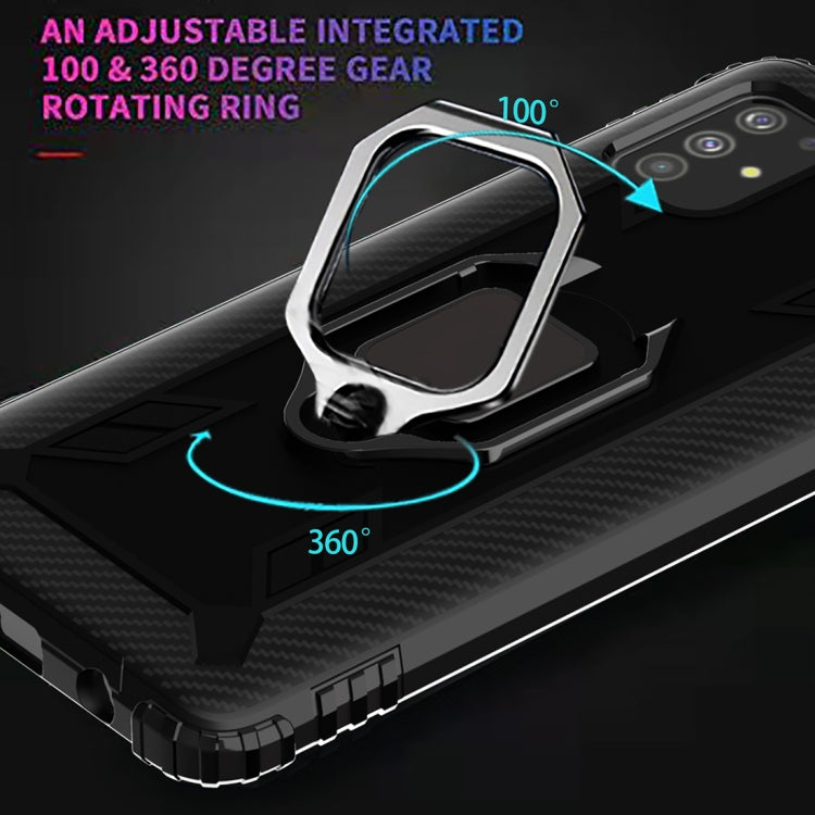 For Samsung Galaxy A21S Carbon Fiber Protective Case with 360 Degree Rotating Ring Holder(Black) - Galaxy Phone Cases by buy2fix | Online Shopping UK | buy2fix